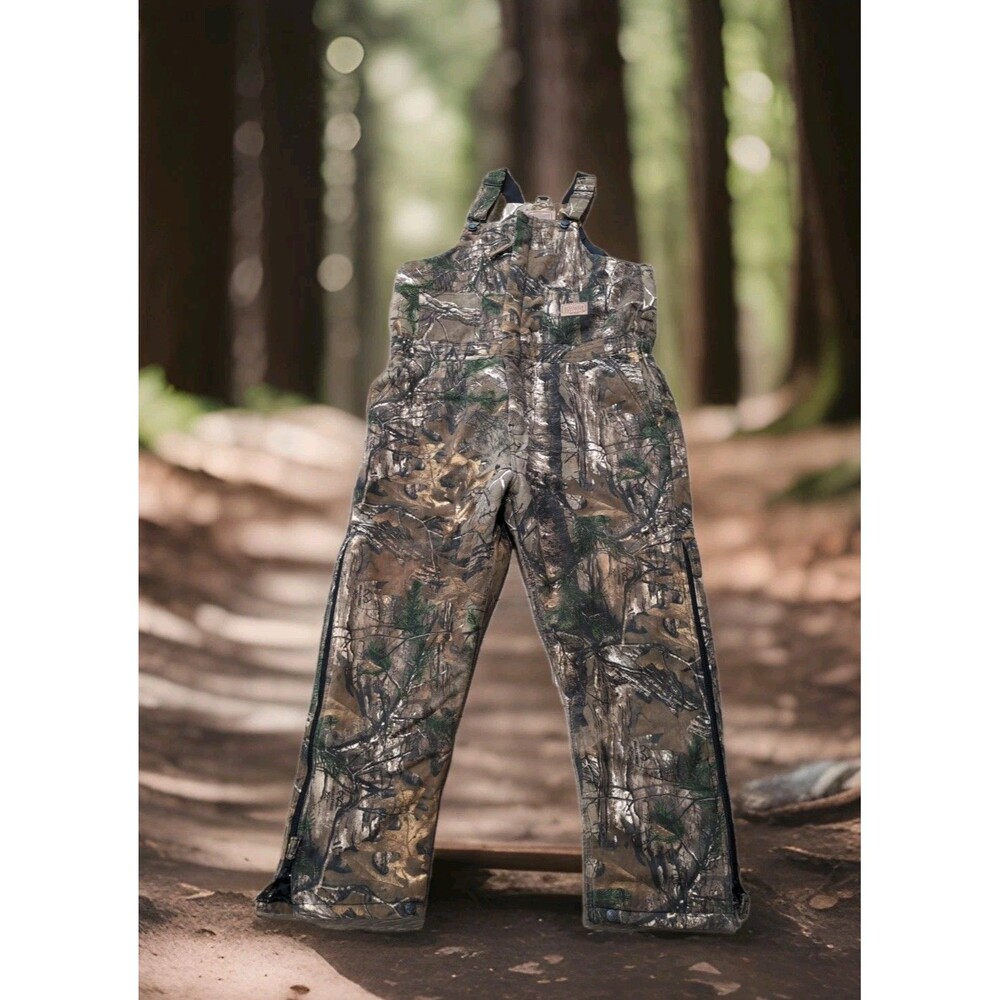 C.E. SCHMIDT CAMO BIB OVERALLS REALTREE INSULATED HUNTING YOUTH XL 28" LEG EUC
